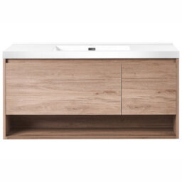Wyld And Coco Novahome Wall-Mounted Vanity Unit With Inbuilt Basin, Light Brown, 120 X 50 Cm - thumbnail 1