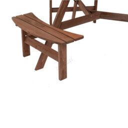 Birchtree Garden Patio Picnic Wooden Round Table Bench Set 6 Seat Outdoor Brown - thumbnail 8