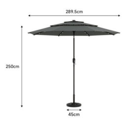 Thehotsale 3-Tier Dark Grey Umbrella With Solar Lights And Concrete-Filled Patio Umbrella Stand - thumbnail 8