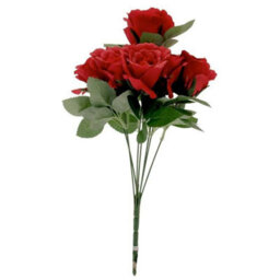 Eden Rose Bunch X 7 - Red Artificial Flowers - thumbnail 1