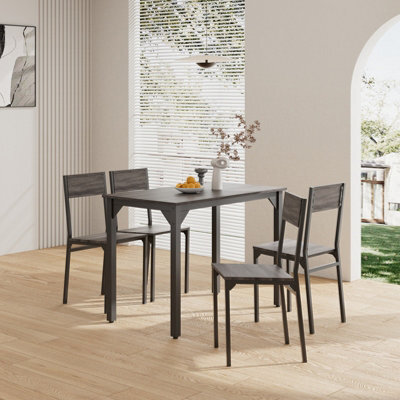Living And Home 5-Piece Black Grey Dining Table And Chairs Set - image 1
