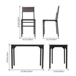 Living And Home 5-Piece Black Grey Dining Table And Chairs Set - thumbnail 6