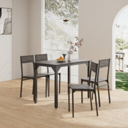 Living And Home 5-Piece Black Grey Dining Table And Chairs Set - thumbnail 1