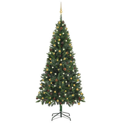 Berkfield Artificial Christmas Tree With Leds&ball Set Green 210 Cm - image 1