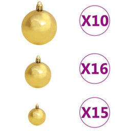 Berkfield Artificial Christmas Tree With Leds&ball Set Green 210 Cm - thumbnail 9