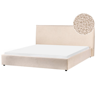 Beliani Bed Boucle Lavaur 180 X 200 Cm (Eu Super King) Beige - image 1
