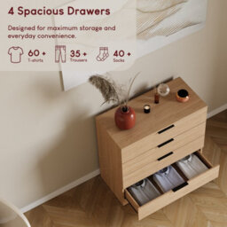 Lassic Vida Designs Trega Pine 4 Drawer Chest Compact Space-Saving Bedroom Storage Unit, Engineered Wood (H)740mm X (W)660mm X (D)360mm - thumbnail 5