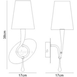 Luminosa Lighting Luminosa Paola Wall Lamp 1 Light E14, Silver Painted With Black Shade & Black Glass Droplets - thumbnail 5