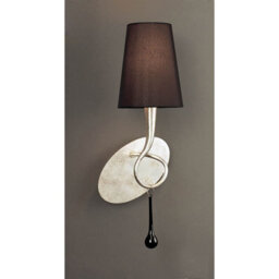 Luminosa Lighting Luminosa Paola Wall Lamp 1 Light E14, Silver Painted With Black Shade & Black Glass Droplets - thumbnail 2