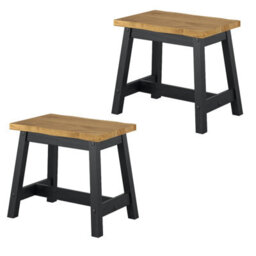 Core Products Corona Pair Of Black Dining Stools With Live Edge - Rustic Wooden Stools 45 X 52Cm - thumbnail 2