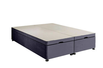 Adore Designs Plush Velvet Ottoman Storage Bed Base - End-Lift - 6Ft Super King - Grey - image 1