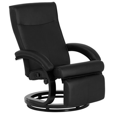 Beliani Recliner Chair Might With Footrest Faux Leather Black - image 1