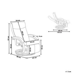 Beliani Recliner Chair Might With Footrest Faux Leather Black - thumbnail 3