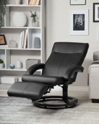 Beliani Recliner Chair Might With Footrest Faux Leather Black - thumbnail 2
