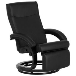 Beliani Recliner Chair Might With Footrest Faux Leather Black - thumbnail 1