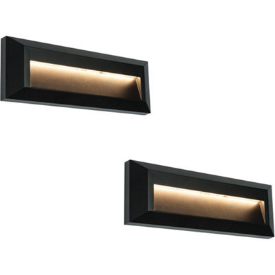 2 Pack Outdoor Pathway Guide Light - Indirect 2W Warm White Led - Black Abs - image 1