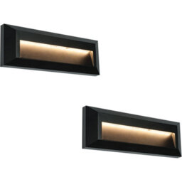 2 Pack Outdoor Pathway Guide Light - Indirect 2W Warm White Led - Black Abs - thumbnail 1
