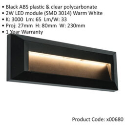 2 Pack Outdoor Pathway Guide Light - Indirect 2W Warm White Led - Black Abs - thumbnail 2
