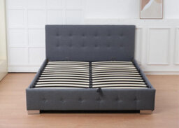 Outdoor Living (NW) Ltd The Oslo Grey Linen Tufted Ottoman Bed Frame - King - thumbnail 2