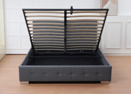 Outdoor Living (NW) Ltd The Oslo Grey Linen Tufted Ottoman Bed Frame - King - thumbnail 3