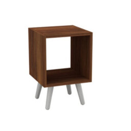 Urbn-Living Urbnliving 30Cm Height Teak Wooden Storage Cube Bookcase Scandinavian Style White Legs Living Room Bedroom - thumbnail 1