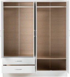 Seconique Nevada 4 Door 2 Drawer Mirrored Wardrobe Set White Gloss 2 Man Del - thumbnail 3