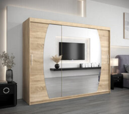 Arte Elypse Sliding Door Wardrobe In Oak Sonoma - Spacious Storage Unit With Shelves And Hanging Rails (W2500mm X H2000mm X D620mm) - thumbnail 2