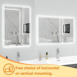 Plumbsys Bathroom Led Mirror 100X70Cm, With Anti-Fog, 3-Colours Dimmable, Touch Control&memory Function, Led Illuminated Mirror - thumbnail 6