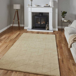 Beige Chequered , Geometric Luxurious , Modern , Plain , Wool Easy To Clean Rug For Bedroom, Living Room - 150Cm X 230Cm - thumbnail 1