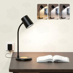 Amorly Led Desk Lamp With Bluetooth Speaker, 3 Color Light Dimmable Bedside Reading Lamp, 12 Led Table Light For Office & Bedroom, Black - thumbnail 1