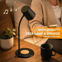 Amorly Led Desk Lamp With Bluetooth Speaker, 3 Color Light Dimmable Bedside Reading Lamp, 12 Led Table Light For Office & Bedroom, Black - thumbnail 2