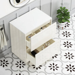 Royal Bathrooms Royal Bathroom Elmore 700mm Classic White Freestanding Bathroom Vanity Unit 2 Drawer Plain White Worktop With Lyon Basin - thumbnail 6