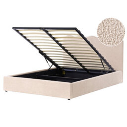 Beliani Ottoman Bed Boucle Nanterre 160 X 200 Cm (Eu King Size) Beige - thumbnail 1