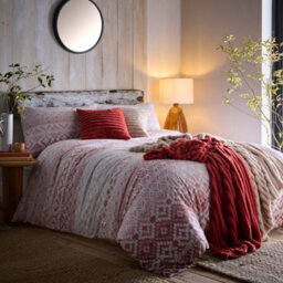 Appletree Bergen 100% Brushed Cotton Terracotta Duvet Cover Set - thumbnail 4