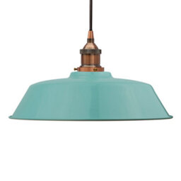 Duck Egg Blue Chancery Painted Dome Pendant Light With Antique Copper Lamp Holder And Black Round Cable - Se Home - thumbnail 1