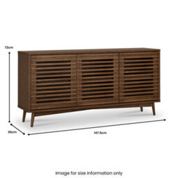 Kari Dark Oak 3 Door Large Sideboard Cabinet - By Roseland Furniture - thumbnail 7