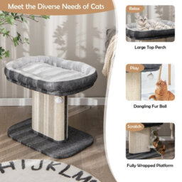 Costway 2-Tier Cat Tree For Indoor Cats Cat Tower Cat Bed W/ Scratching Post - thumbnail 6