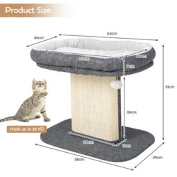 Costway 2-Tier Cat Tree For Indoor Cats Cat Tower Cat Bed W/ Scratching Post - thumbnail 2