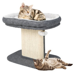 Costway 2-Tier Cat Tree For Indoor Cats Cat Tower Cat Bed W/ Scratching Post