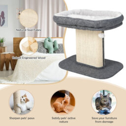 Costway 2-Tier Cat Tree For Indoor Cats Cat Tower Cat Bed W/ Scratching Post - thumbnail 8