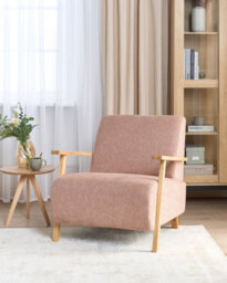 Beliani Retro Armchair Lesja Fabric Pink - thumbnail 2