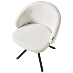 Beliani Set Of 2 Dining Chairs Swivel Ovalo Fabric Off-White - thumbnail 7