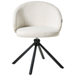 Beliani Set Of 2 Dining Chairs Swivel Ovalo Fabric Off-White - thumbnail 5