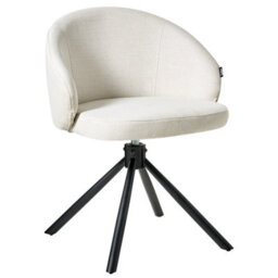 Beliani Set Of 2 Dining Chairs Swivel Ovalo Fabric Off-White - thumbnail 4
