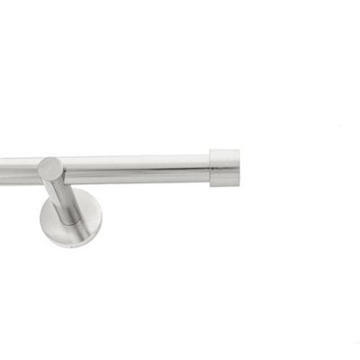 Toolty Inox Metal Curtain Pole 19mm With Finials Rod Modern Brackets Luna 230Cm