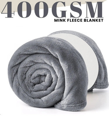 Ameha Fleece Plain Blanket, Lightweight & Reversible Throw For Travel, Bed & Sofa Blanket, Silver Super King 230X270Cm - image 1