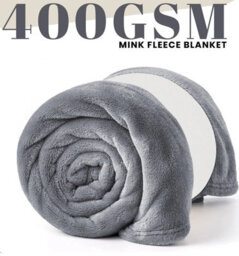 Ameha Fleece Plain Blanket, Lightweight & Reversible Throw For Travel, Bed & Sofa Blanket, Silver Super King 230X270Cm - thumbnail 1