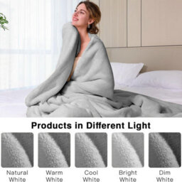 Ameha Fleece Plain Blanket, Lightweight & Reversible Throw For Travel, Bed & Sofa Blanket, Silver Super King 230X270Cm - thumbnail 2