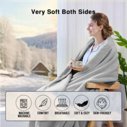 Ameha Fleece Plain Blanket, Lightweight & Reversible Throw For Travel, Bed & Sofa Blanket, Silver Super King 230X270Cm - thumbnail 9