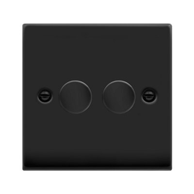 Matt Black 2 Gang 2 Way Led 100W Trailing Edge Dimmer Light Switch - Se Home - image 1